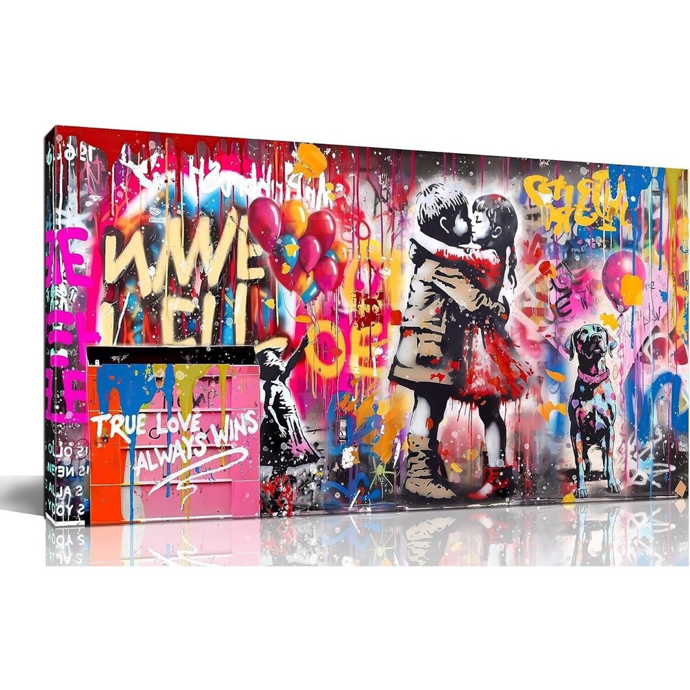 Graffiti Wall-Art for Bedroom - Colorful Canvas Wall Art Living Room - 20" x 40"